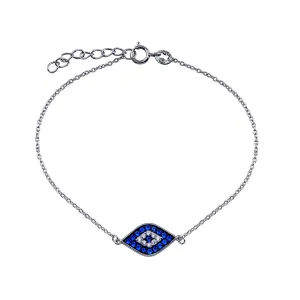 Sterling Silver 925 Rhodium Plated CZ  Evil Eye Bracelet