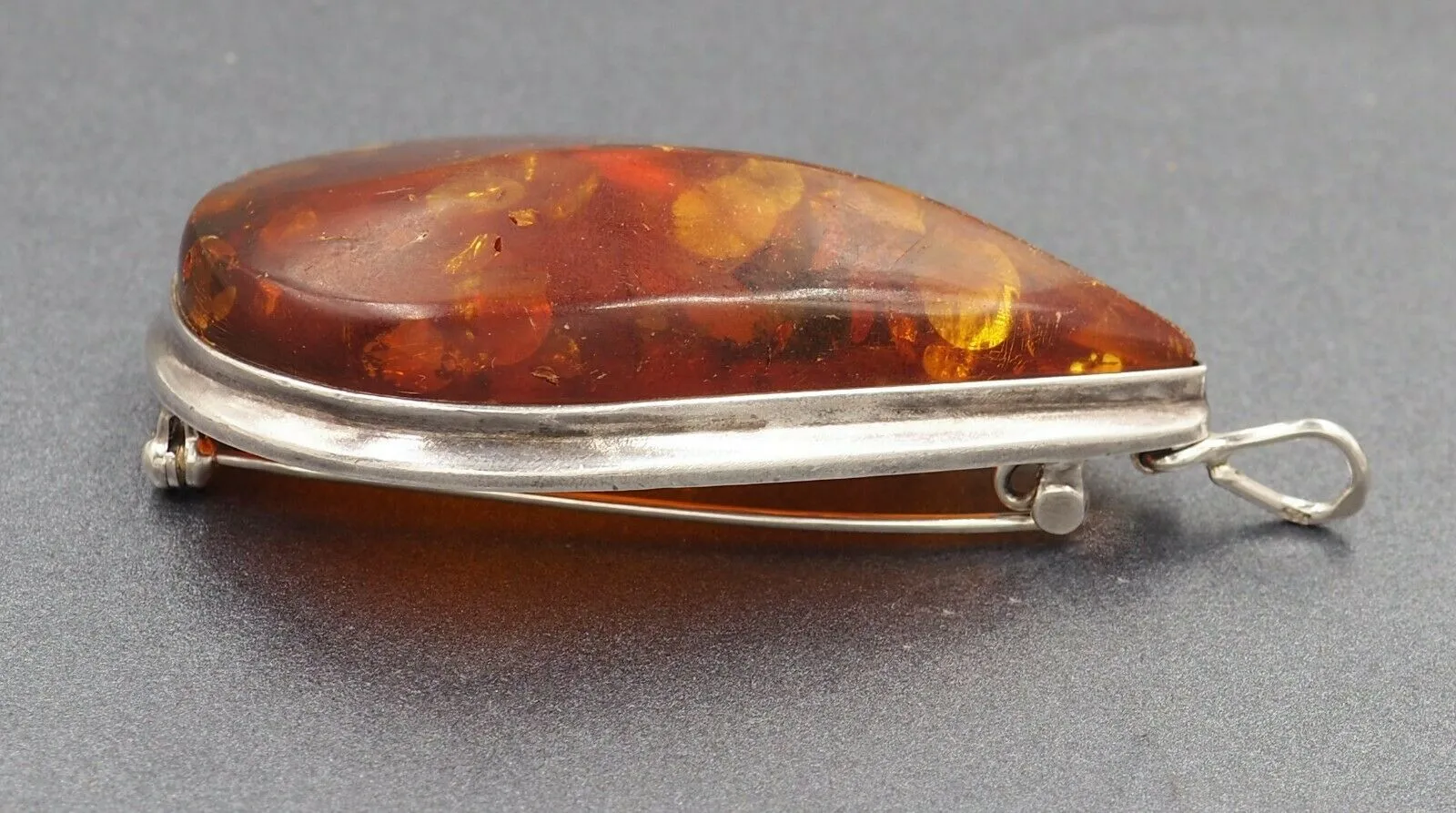 Sterling Silver Amber Pendant/Brooch