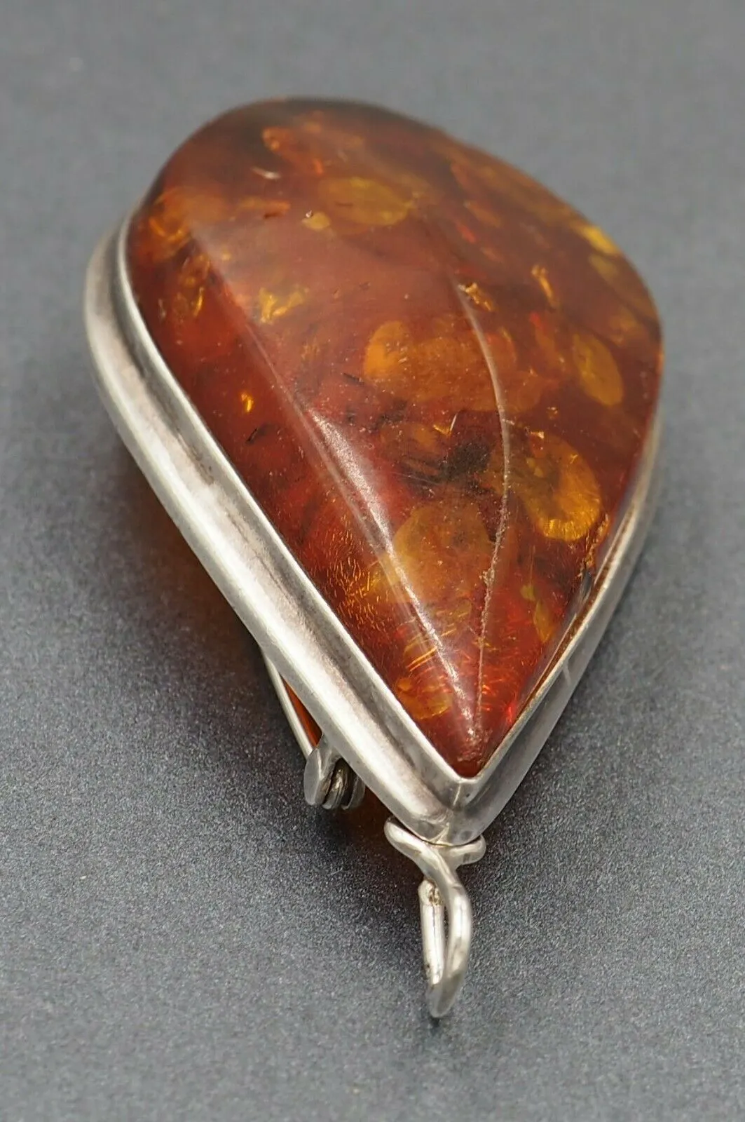 Sterling Silver Amber Pendant/Brooch