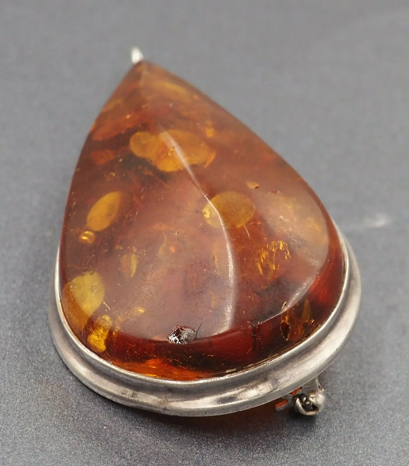 Sterling Silver Amber Pendant/Brooch