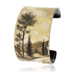 Sterling Silver & 18K Yellow Gold Meadows and Mountain Stream Cuff Bracelet