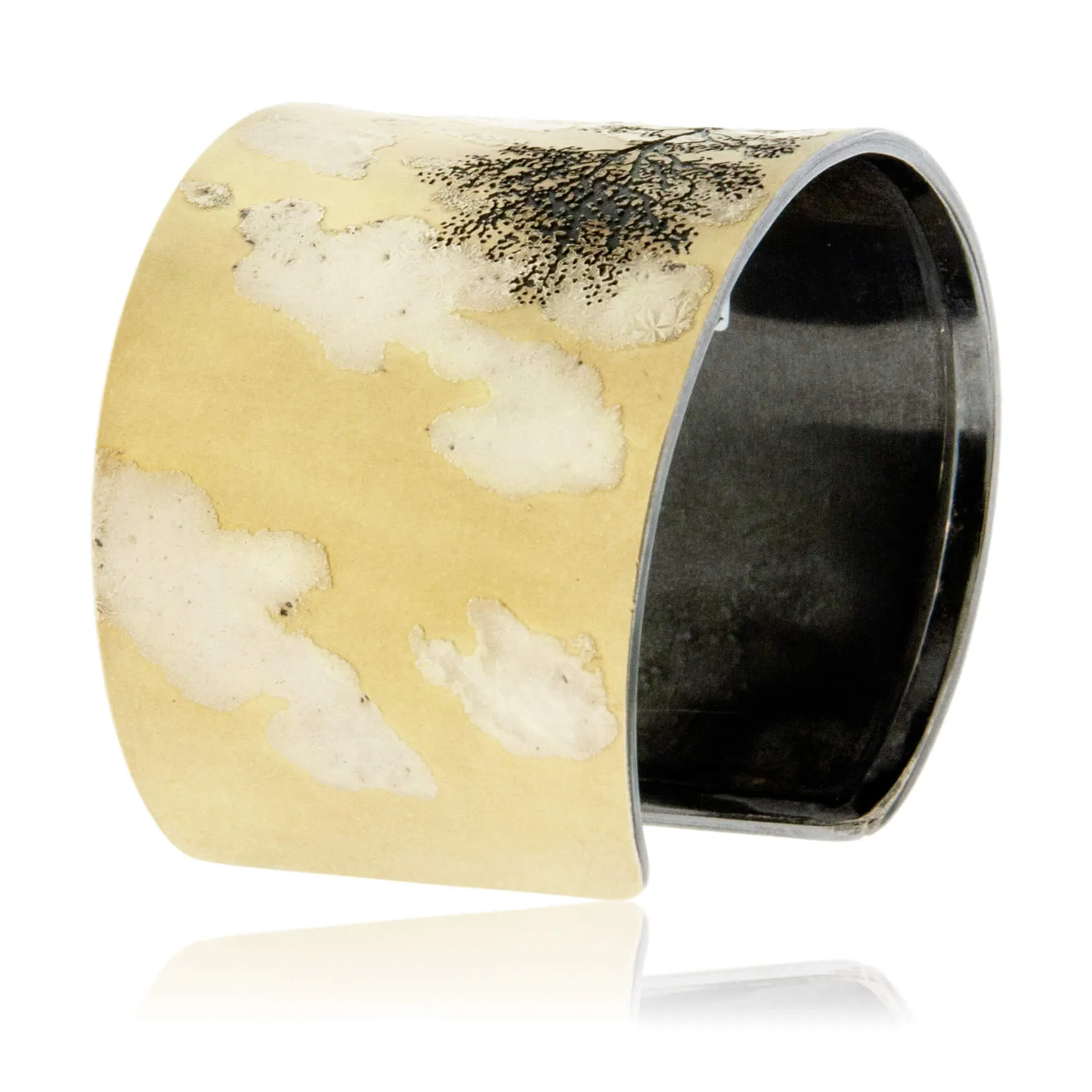 Sterling Silver & 18K Yellow Gold Meadows and Mountain Stream Cuff Bracelet