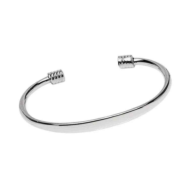 Sterling Silver Barrel Twist Torque Bangle | Silver Bracelet for Men & Women