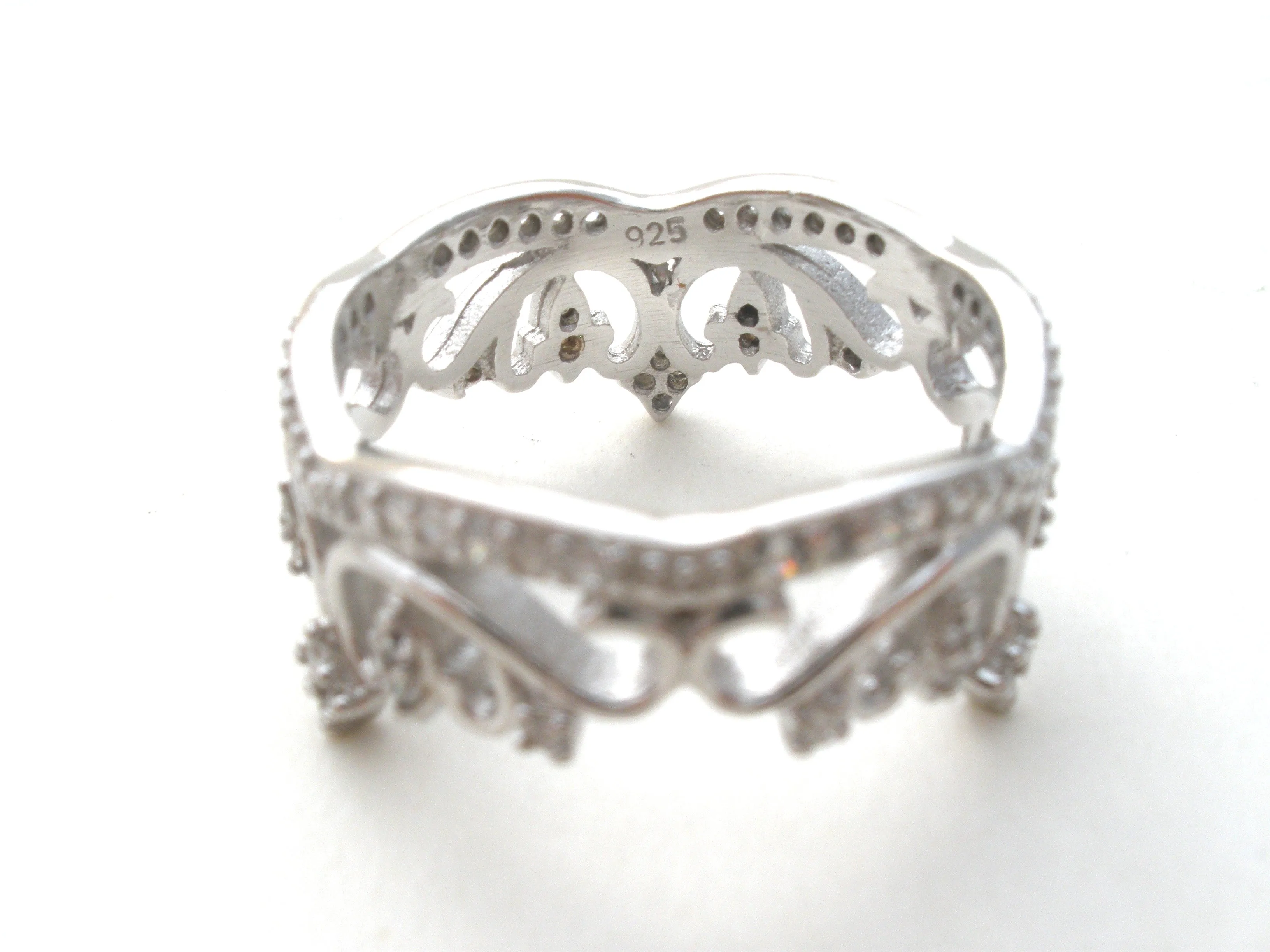 Sterling Silver CZ Crown Ring Size 7