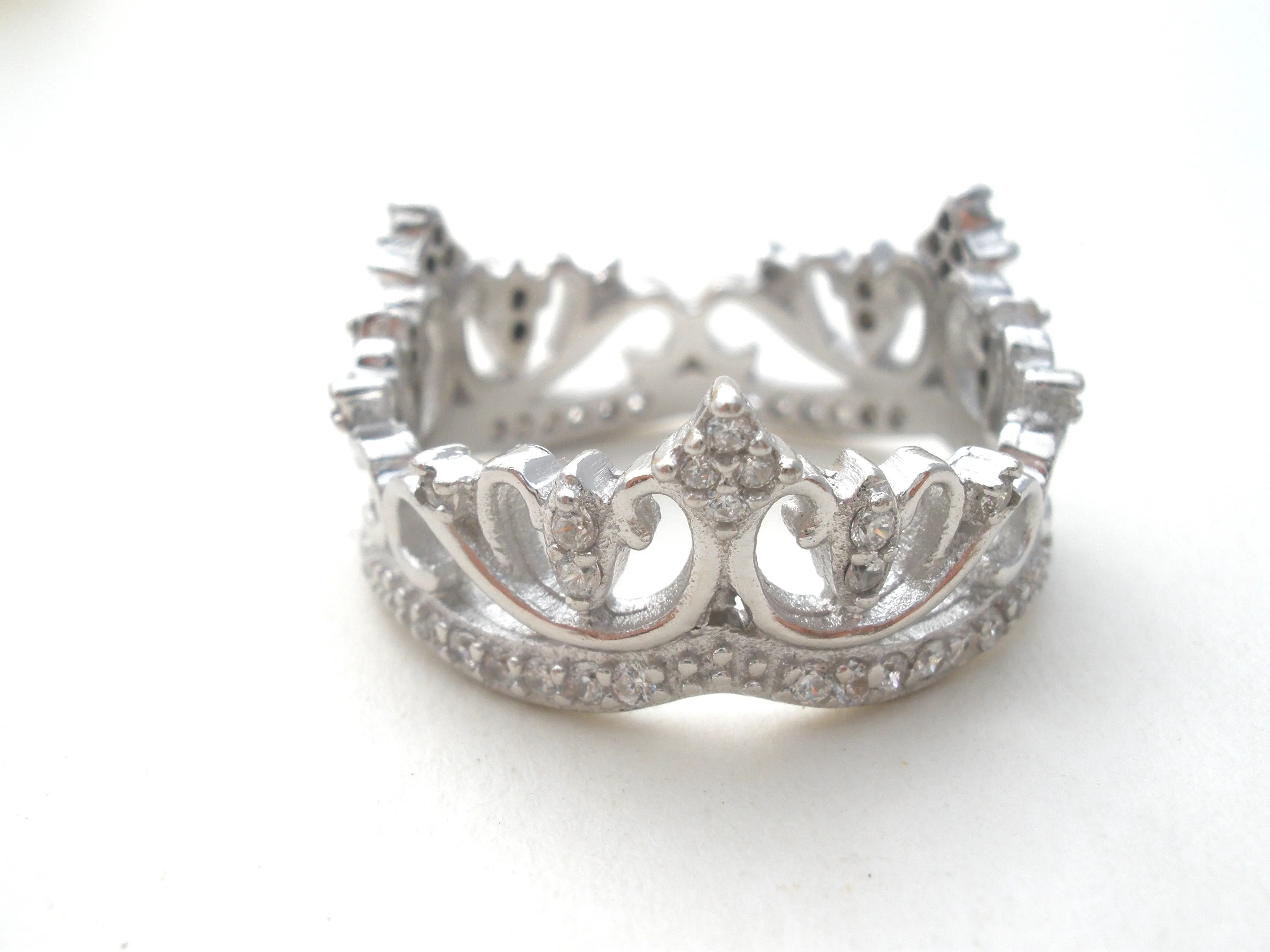 Sterling Silver CZ Crown Ring Size 7