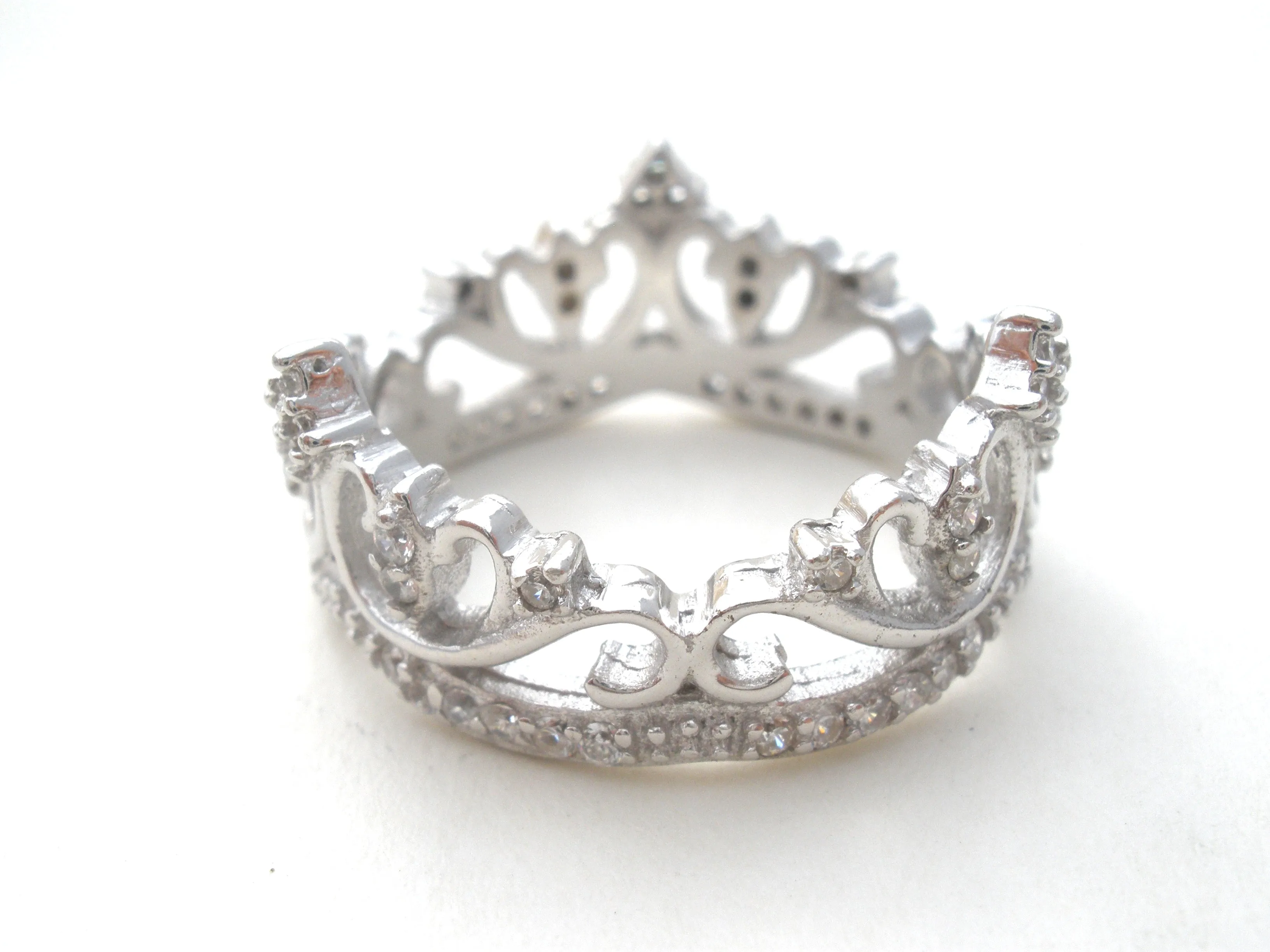 Sterling Silver CZ Crown Ring Size 7