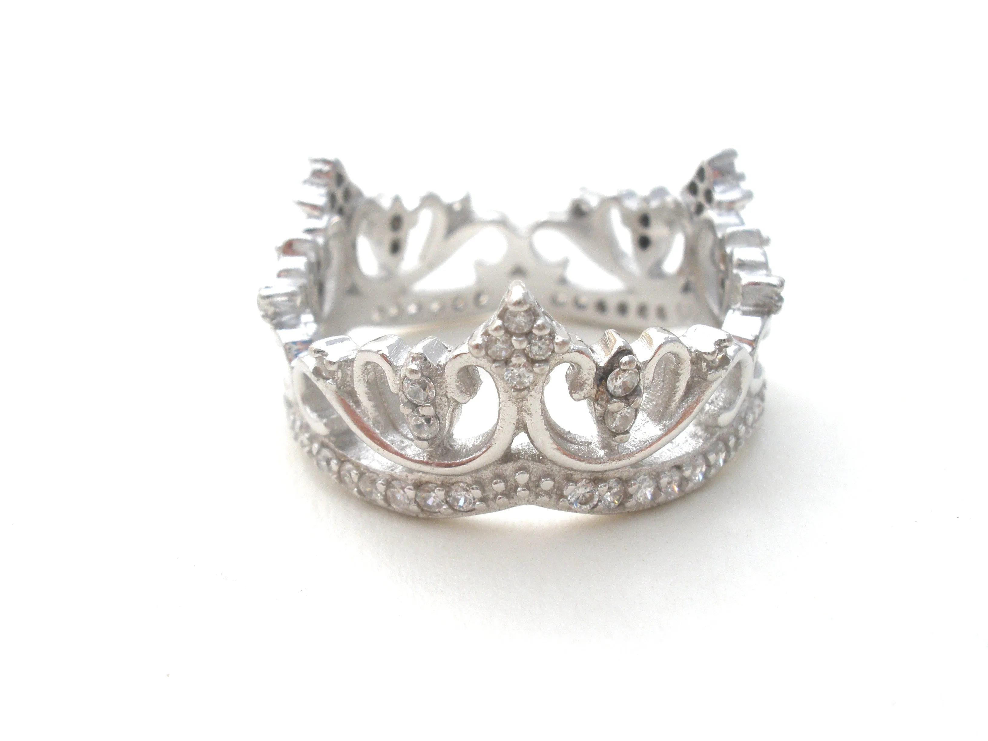 Sterling Silver CZ Crown Ring Size 7