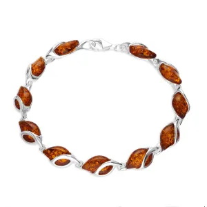 Sterling Silver Eleven Stone Amber Teardrop Leaf Bracelet