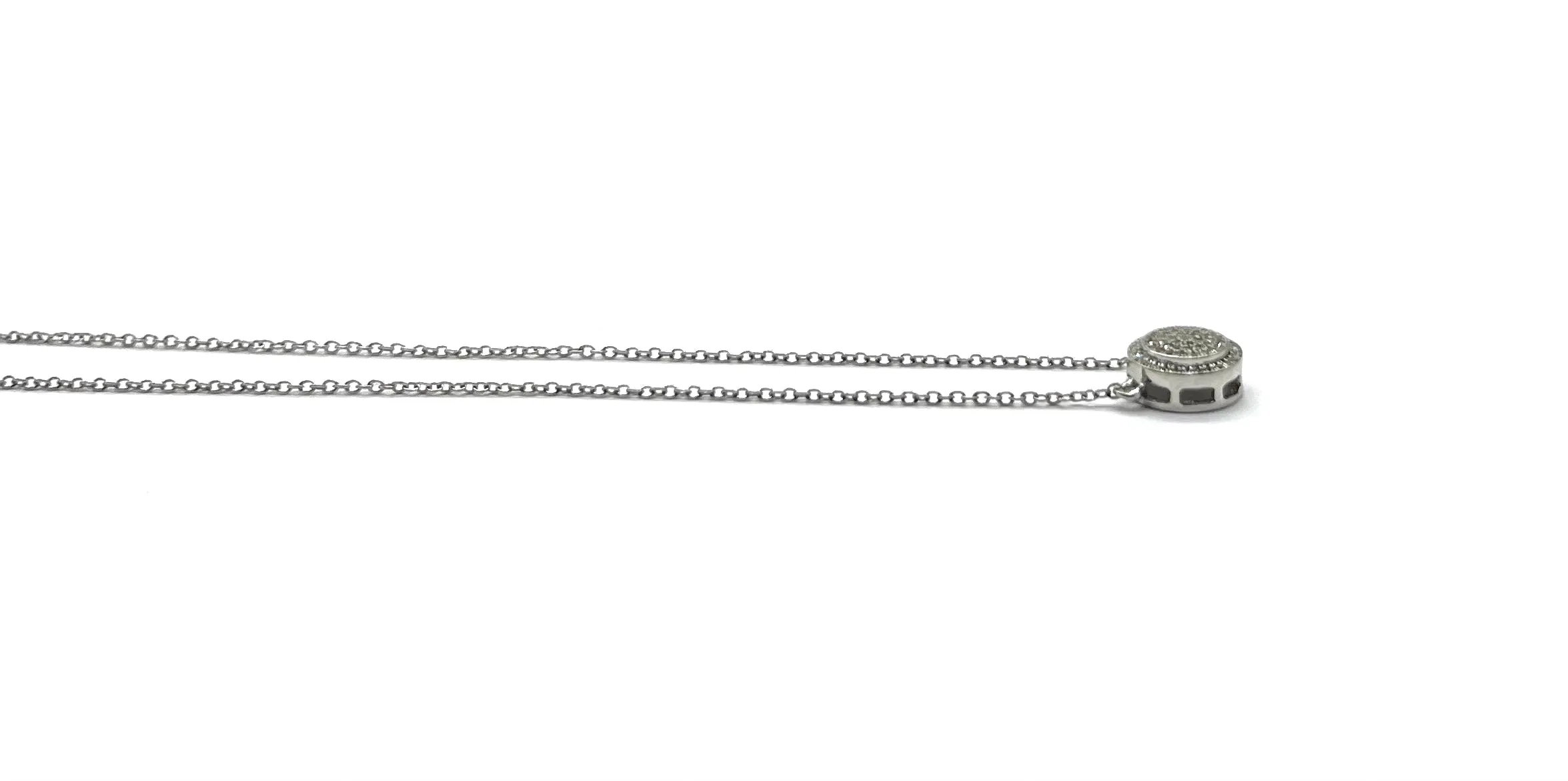 Sterling Silver Pave Diamond Circle Necklace