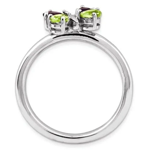 Sterling Silver Stackable Expressions Peridot and Amethyst Butterfly Ring