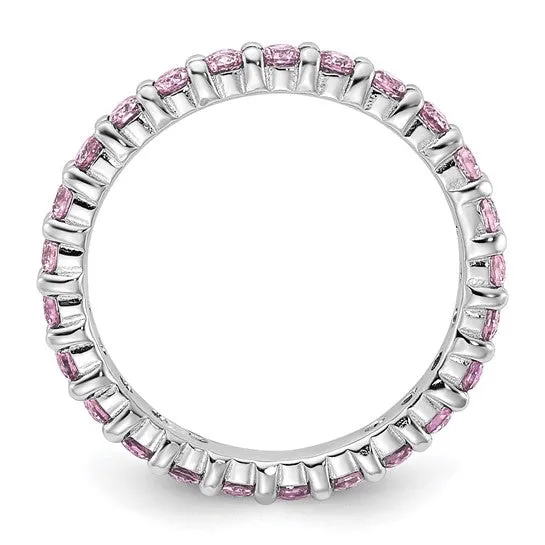 Sterling Silver Stackable Expressions Pink Sapphire Eternity Ring