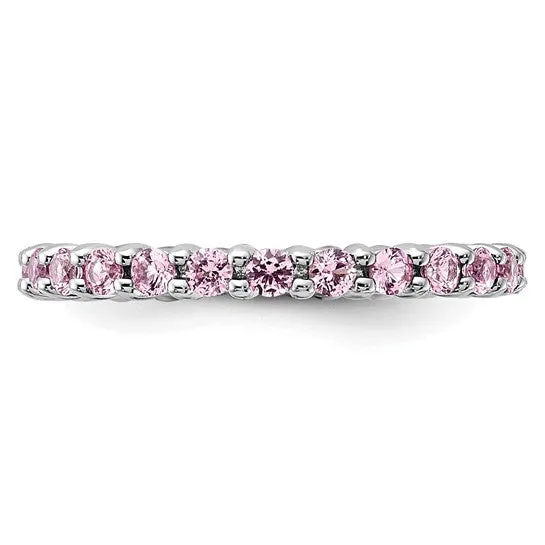 Sterling Silver Stackable Expressions Pink Sapphire Eternity Ring