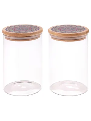 The Better Home Borosilicate Kitchen Containers Set with Lid (2Pcs - 1L Each) | Jar For Kitchen Storage Box | Glass Jars For Cookies, Snack, Spices, Tea, Coffee | Jars & Containers Set (Blue)