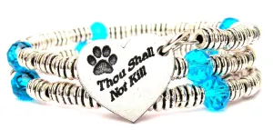 Thou Shall Not Kill With Paw Prints Curly Coil Wrap Style Bangle Bracelet