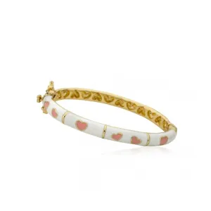 Twin Stars Double Heart Bangle in White/Pink