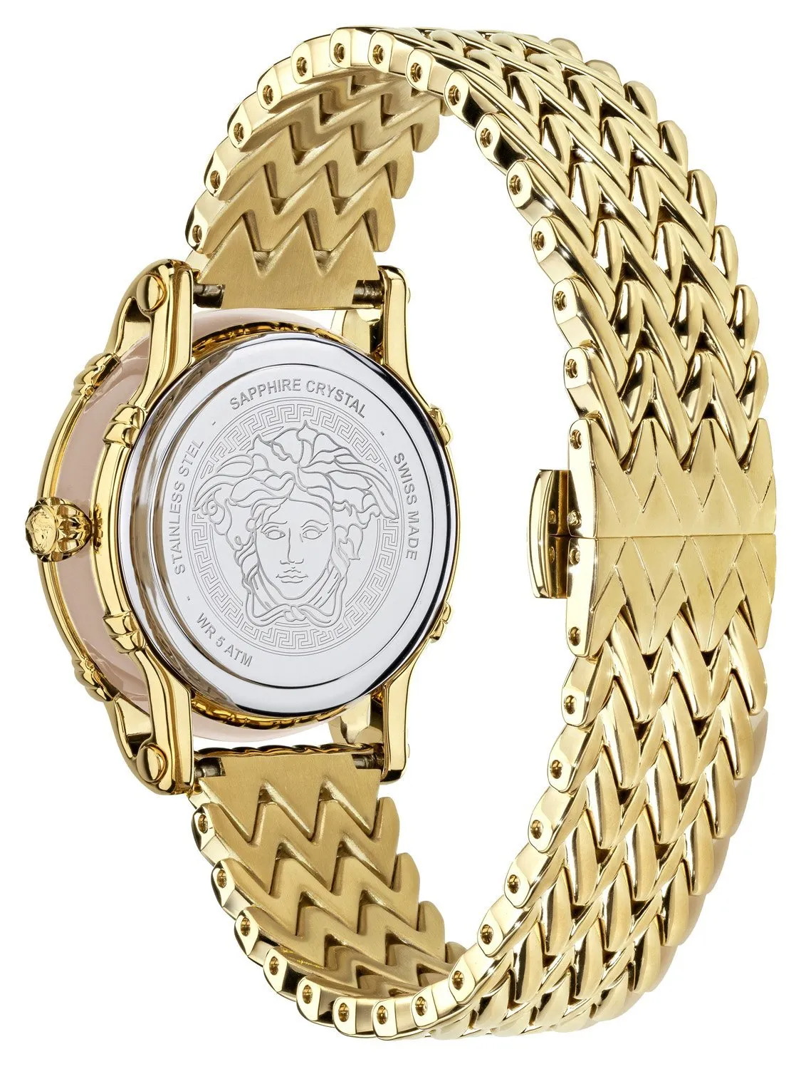 Versace SAFETY PIN 34mm Gold / Ivory Dial Womens Watch VEPN520