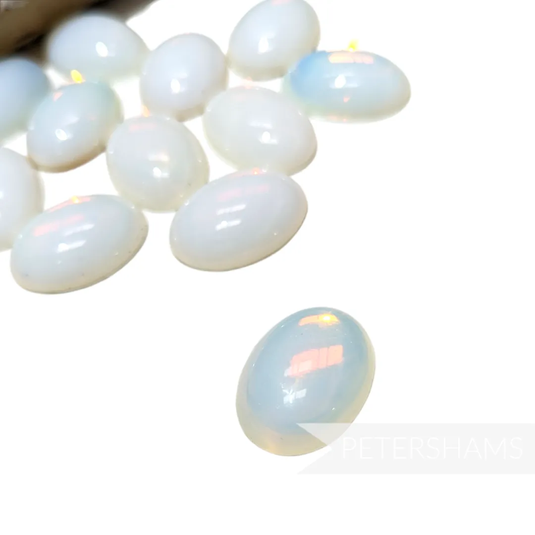 Vintage 1980's Glass Oval Moonstone-Effect Cabochons - 25 x 18mm