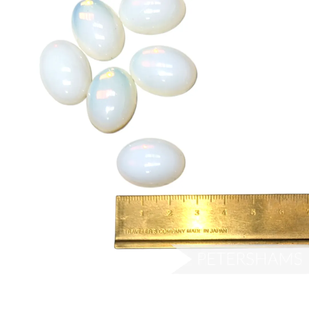 Vintage 1980's Glass Oval Moonstone-Effect Cabochons - 25 x 18mm