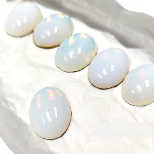 Vintage 1980's Glass Oval Moonstone-Effect Cabochons - 25 x 18mm