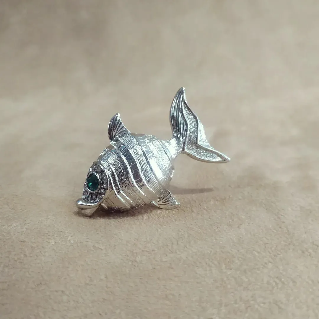 Vintage Silver fish brooch