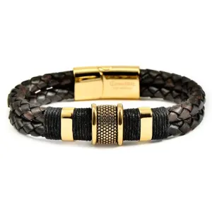 WCJ | Gold Plated Steel Distressed Leather Bracelet