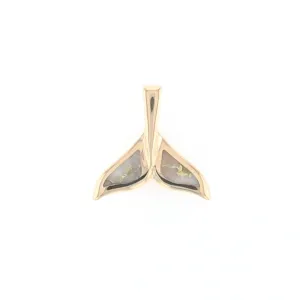 Whale Tail Gold Quartz Double Sided Inlaid Sea Life Pendant