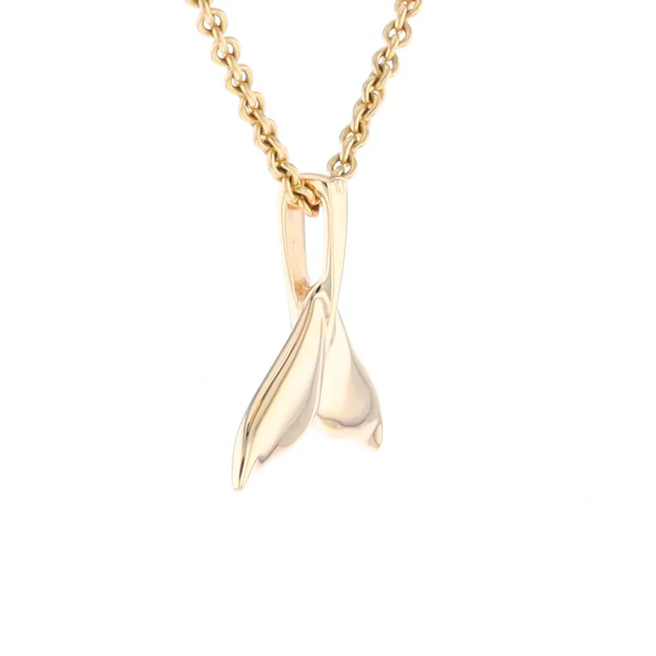 Whale Tail Gold Quartz Double Sided Inlaid Sea Life Pendant