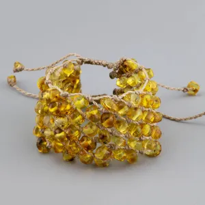 Wide Amber Wrist Bracelet