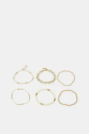 Women Gold Embellished Bracelet Set (6 Piece)