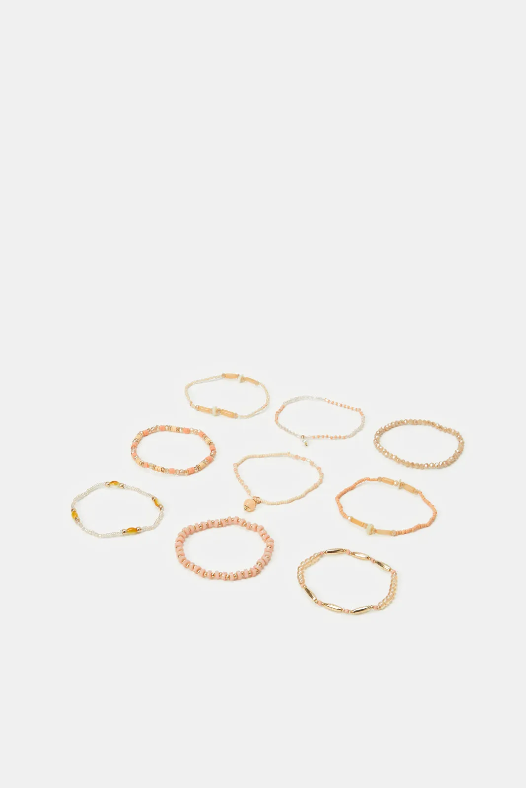 Women Gold Embellished Bracelet Set (9 Piece)