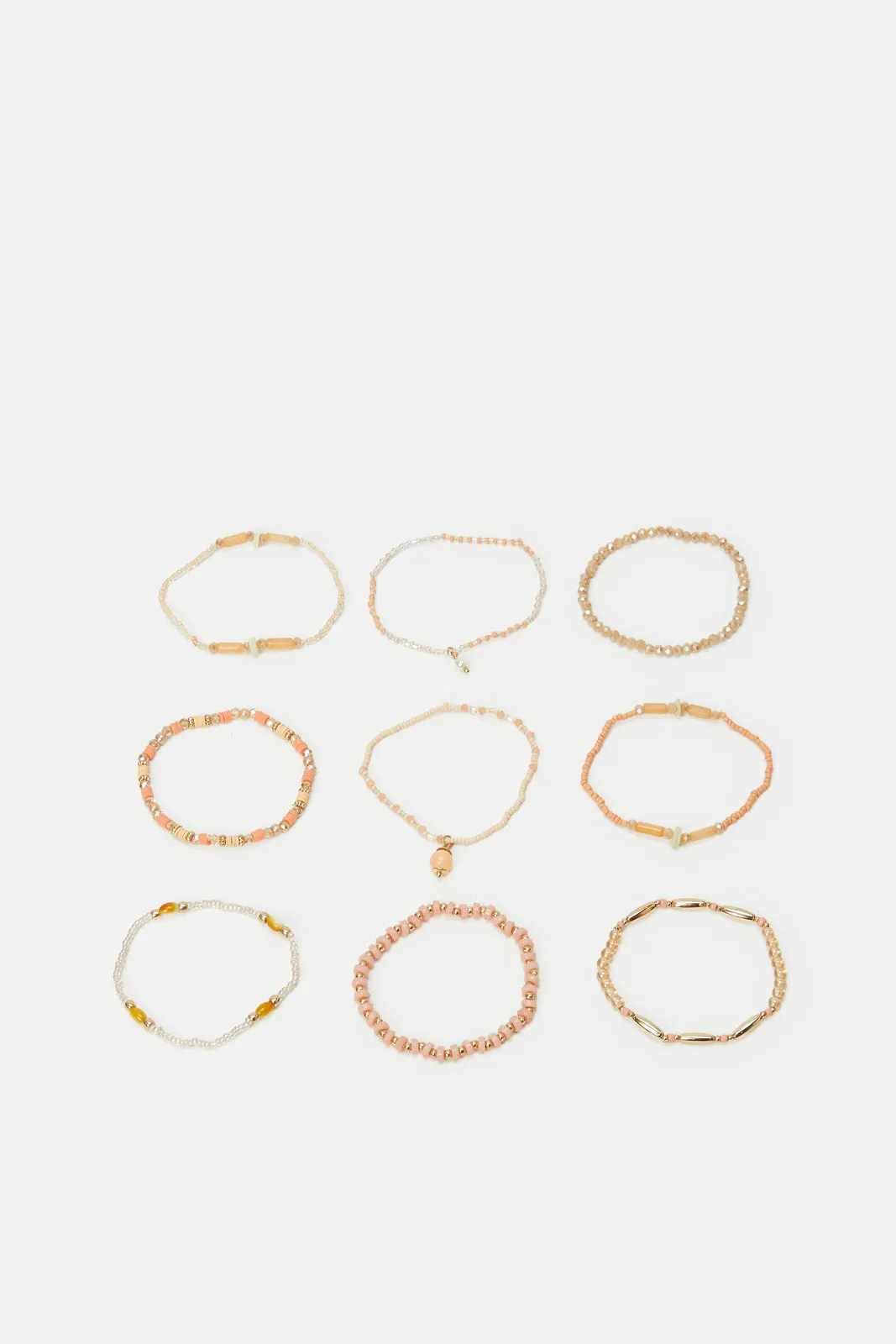 Women Gold Embellished Bracelet Set (9 Piece)