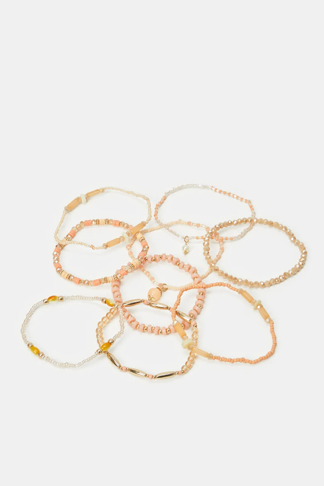 Women Gold Embellished Bracelet Set (9 Piece)