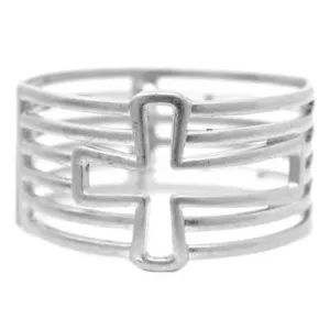 Worn Silver Cross Stretch Bracelet