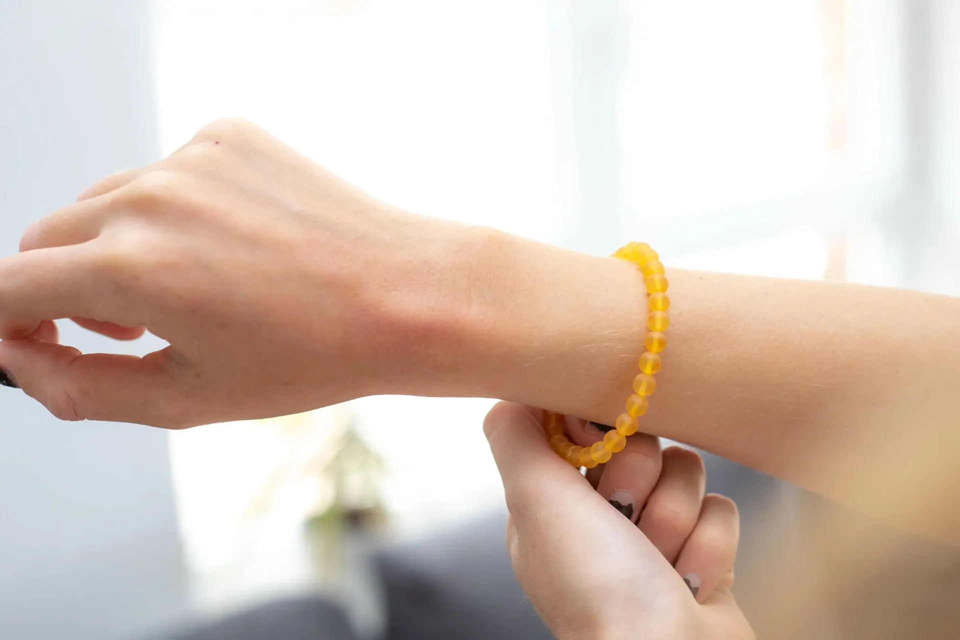 Yellow Amber Sphere Bracelet - Handcrafted Baltic Amber Jewelry | Elegant & Natural Gemstone Accessory