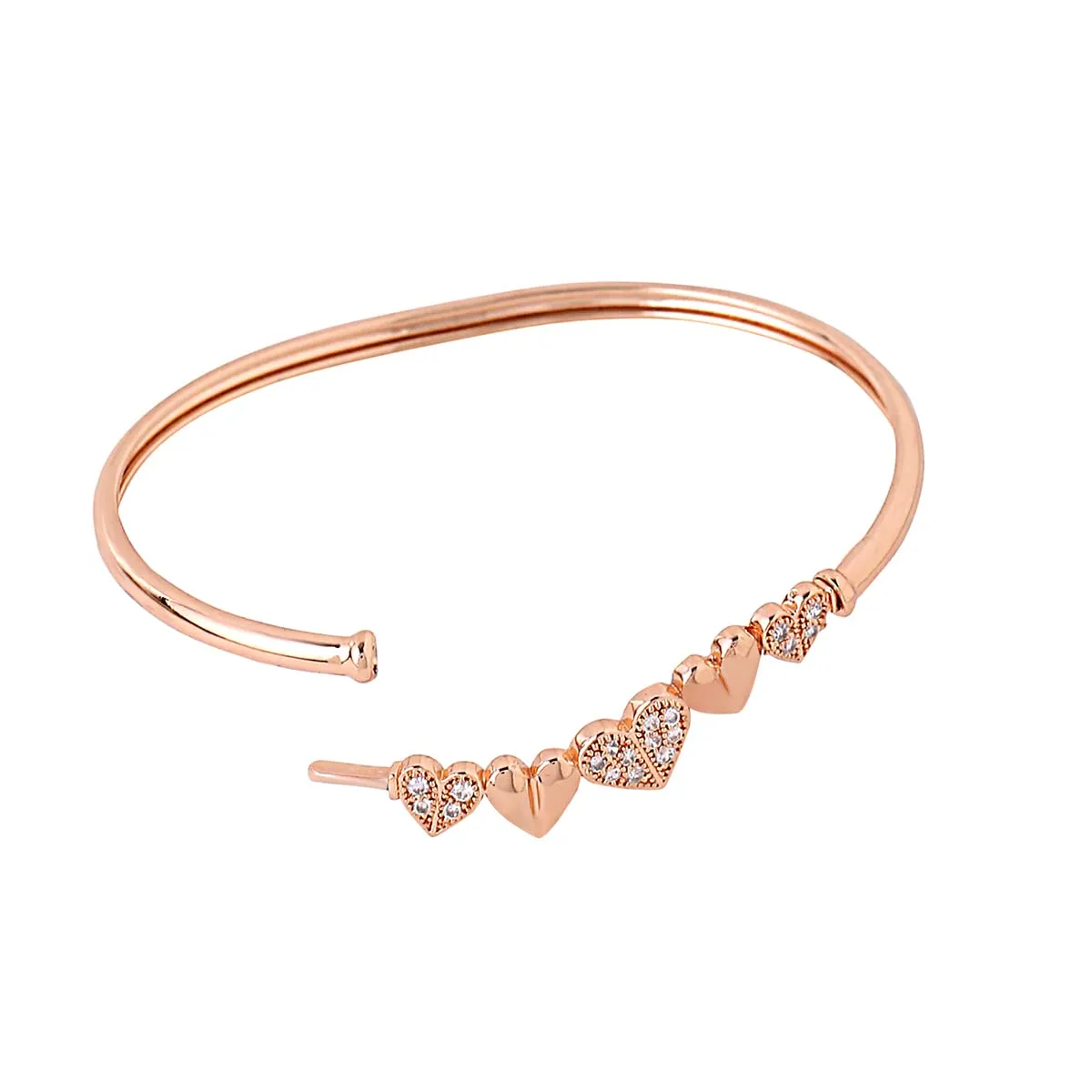 Yellow Chimes Bracelet for Women and Girls Rose Gold Cuff Kadaa Bracelets for Women and Girls | Multi Heart Charm Hand Cuff Kadaa Bracelet | Birthday Gifts For Women Valentine Gift for Girls