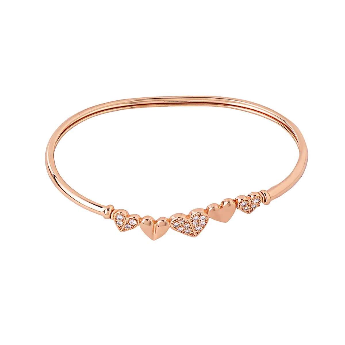 Yellow Chimes Bracelet for Women and Girls Rose Gold Cuff Kadaa Bracelets for Women and Girls | Multi Heart Charm Hand Cuff Kadaa Bracelet | Birthday Gifts For Women Valentine Gift for Girls