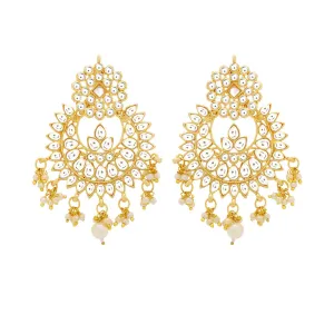 Yellow Chimes Chandbali Earrings for Women Ethnic Kundan Earrings Gold Plated Pearl Traditional Chand bali Earrings for Women and Girls.