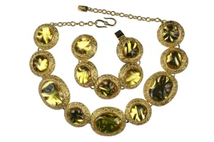 YVES SAINT LAURENT amber cabochons necklace and bracelet set