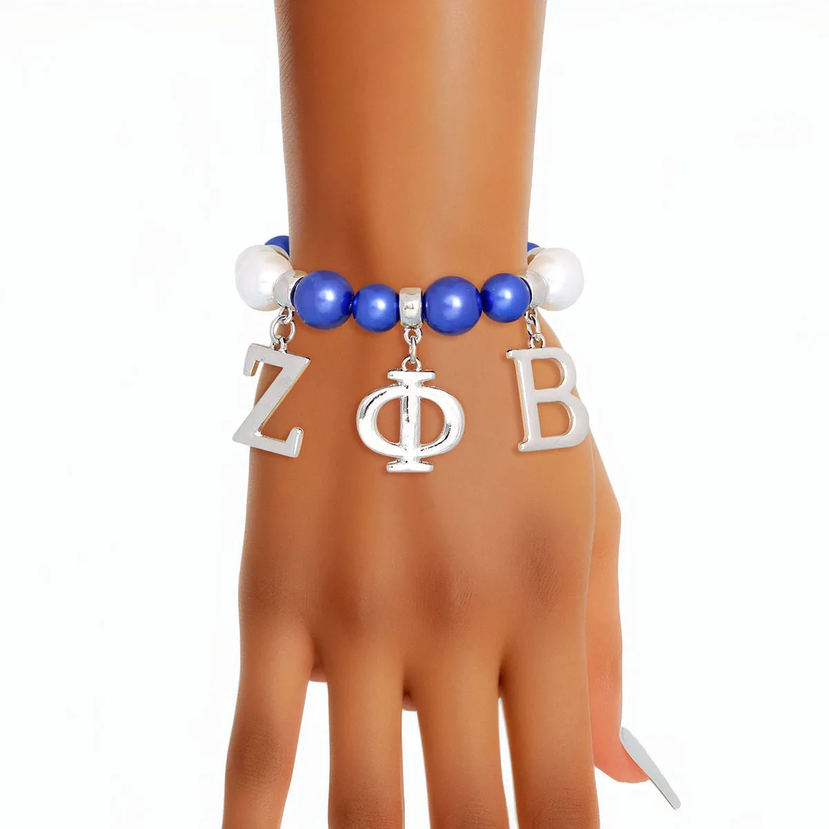 Zeta Phi Beta Blue White Pearl  Bracelet Jewelry